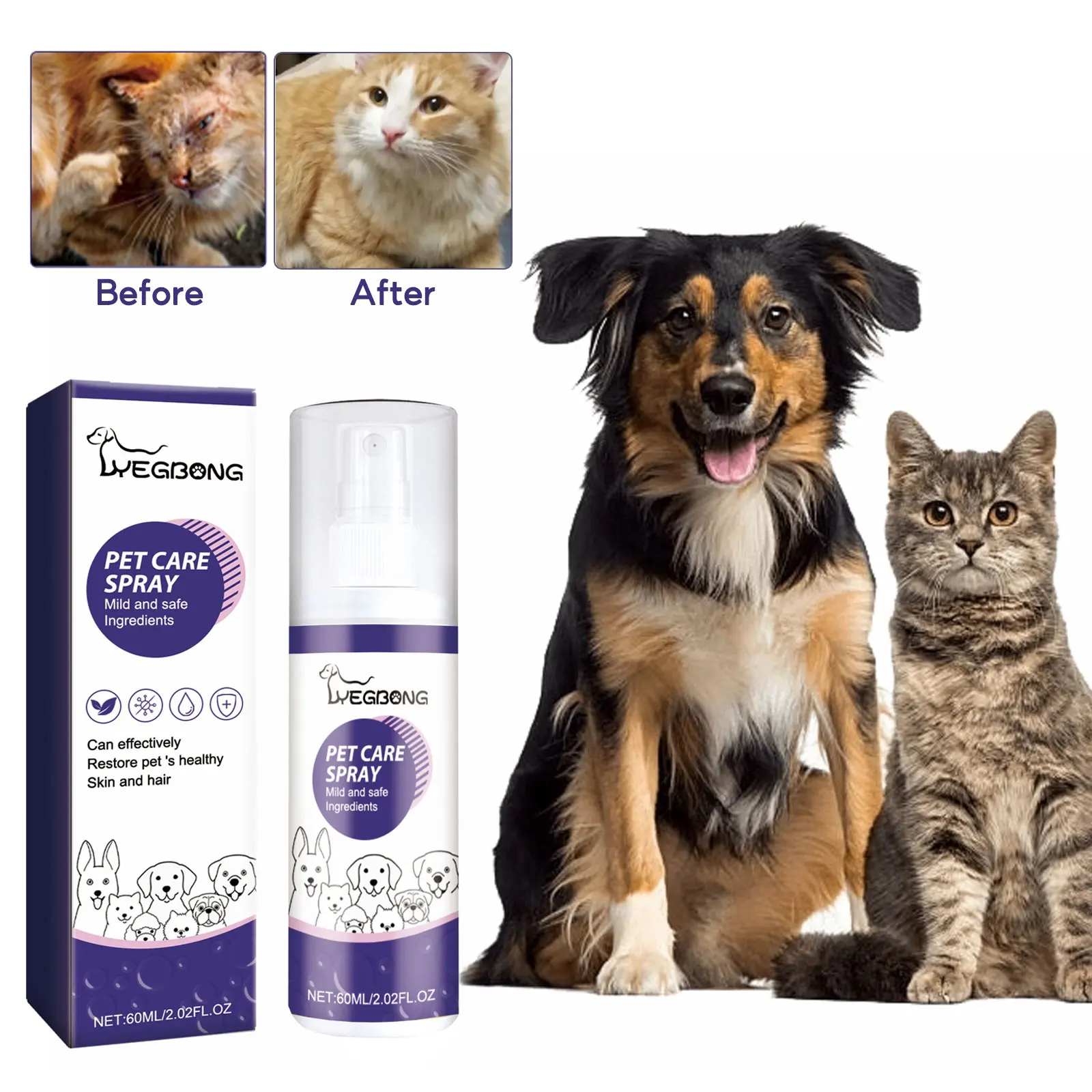 DogSkinCareSprayRingwormTreatmentRelieveSkinDiseaseItchingFur