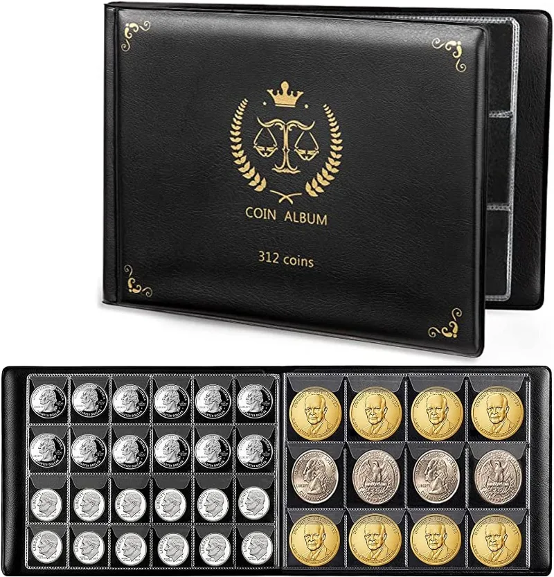 PVC Coin Collection Book with Stickers Storage for Coins