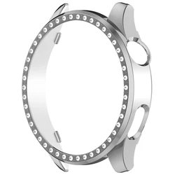 Enhanced PC Hollow Case with Single - Row Diamond Design for Smartwatch - Protective Shell Accessory (Silver)