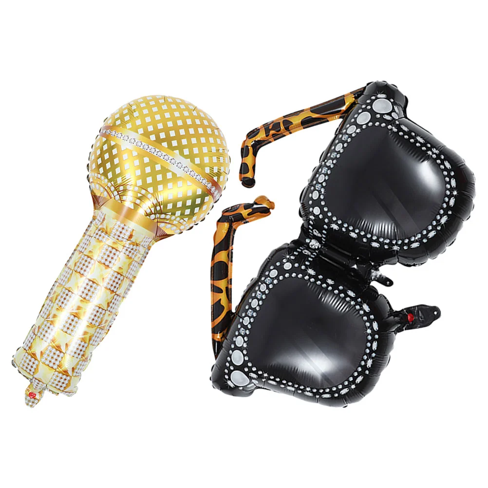 

Glasses Microphone Balloon Aluminum Foil Balloons Party 90's Film Bar Decor Birthday Baby Shape