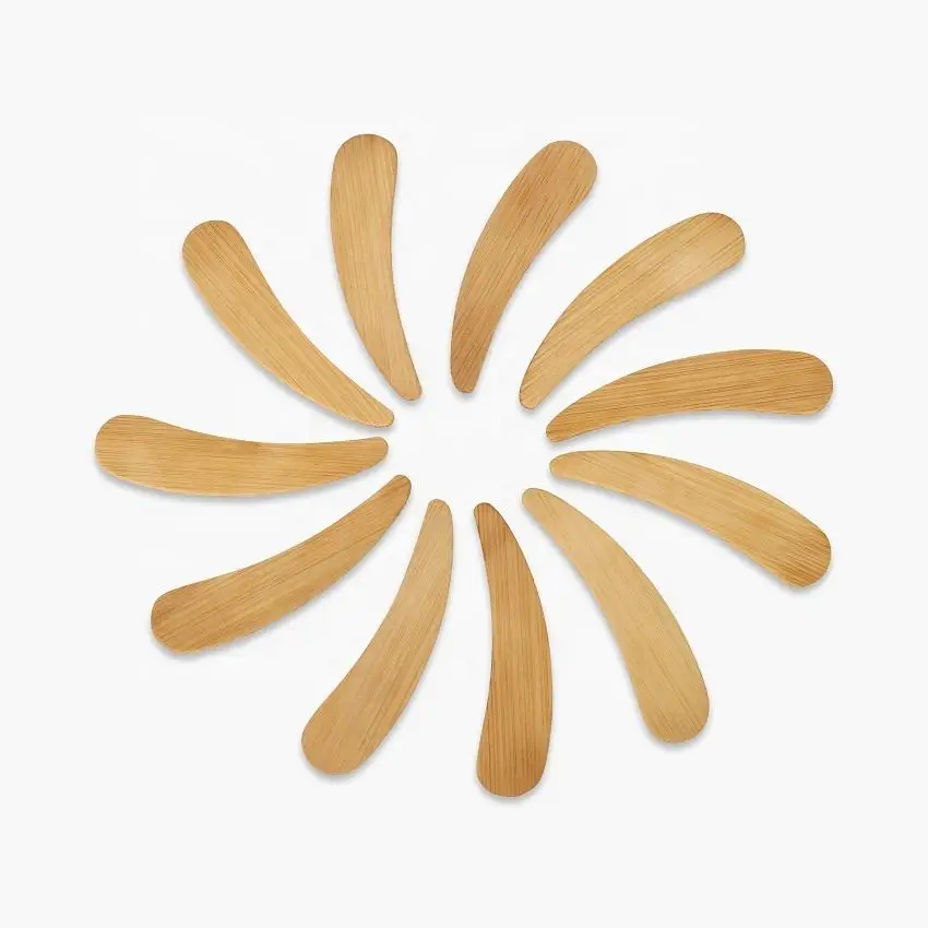 

Wholesale 500Pcs Cosmetic Spoons Biodegradable Wooden Bamboo Mini Curved Facial Mask Spatula DIY Eye Cream Stick Skinca Scrubber