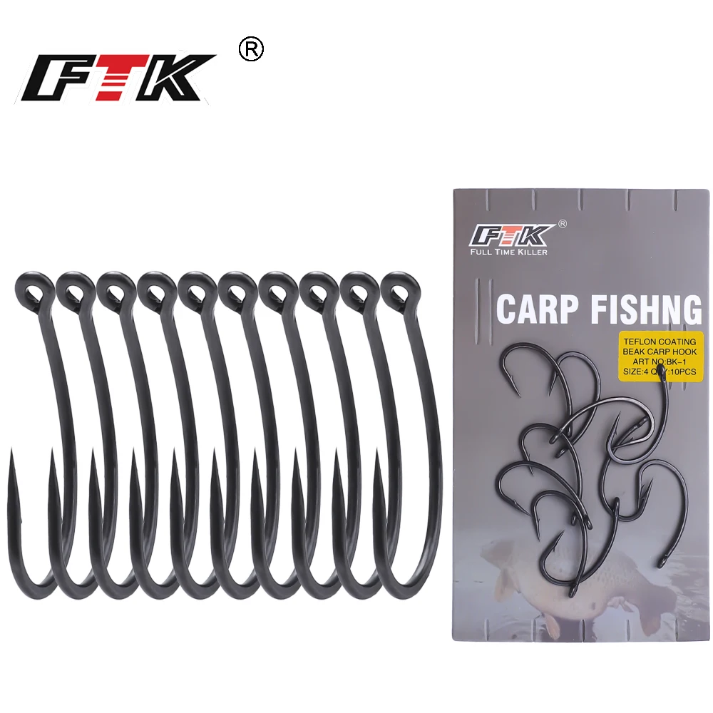 Karpfen Angelhaken 10 TEILE/LOS Pinpoint Klaue Haken PTFE Beschichtung High Carbon Edelstahl Eyed Fisch scharfe Haken für Karpfen Angeln