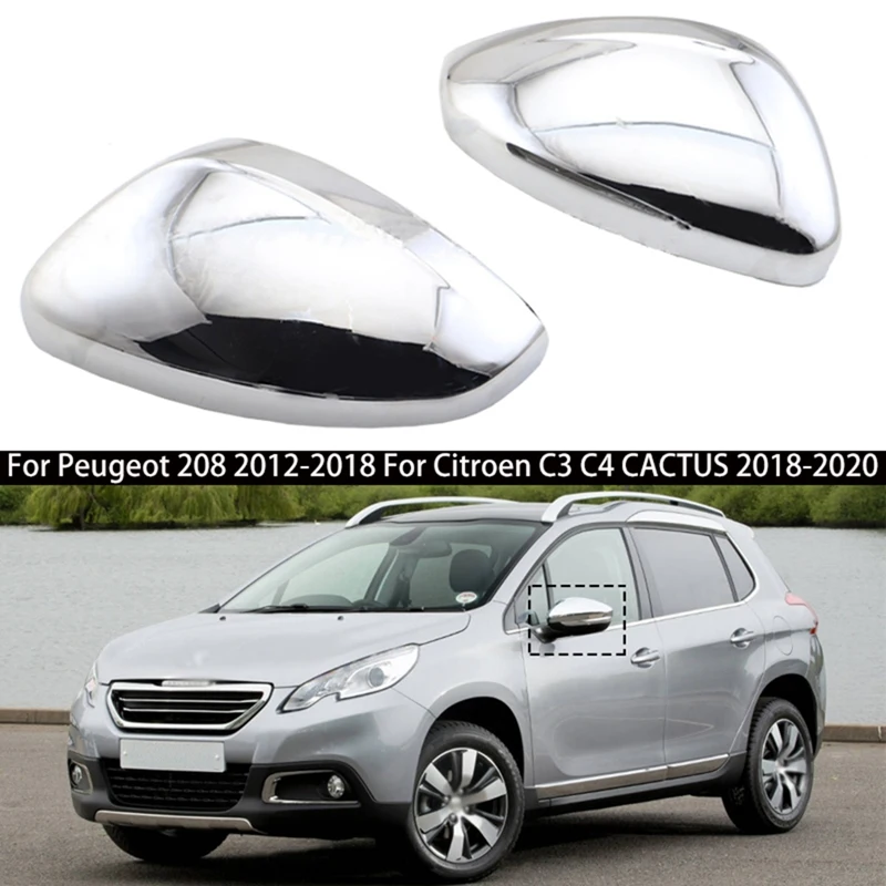 

Chrome Rear View Mirror Cover For Citroen C3 C4 CACTUS Peugeot 208 2008 16075122VG
