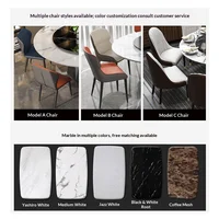 Table à manger en marbre avec structure en métal doré, mobilier élégant pour salle à manger et chambre d'hôtes. 5
