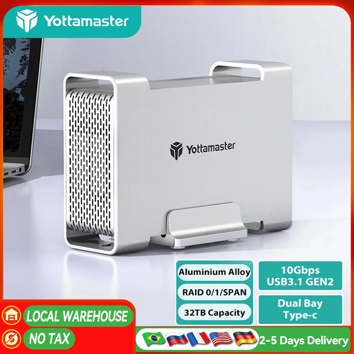 Yottamaster 2ベイRAIDハードドライブエンクロージャー 2.5インチ/3.5