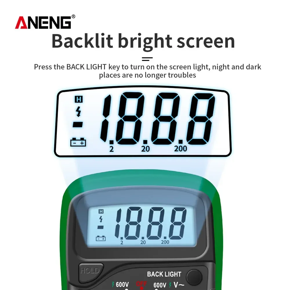 ANENG AN8205C Digital Multimeter AC/DC Ammeter Volt Ohm Multimetro Tester Meter With Thermocouple LCD Backlight Portable Buzzer digital multimeter multimeter tester
