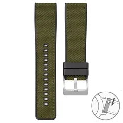 Waterproof Quick Release Canvas & Silicone Watch Strap for 22mm (Army green01)