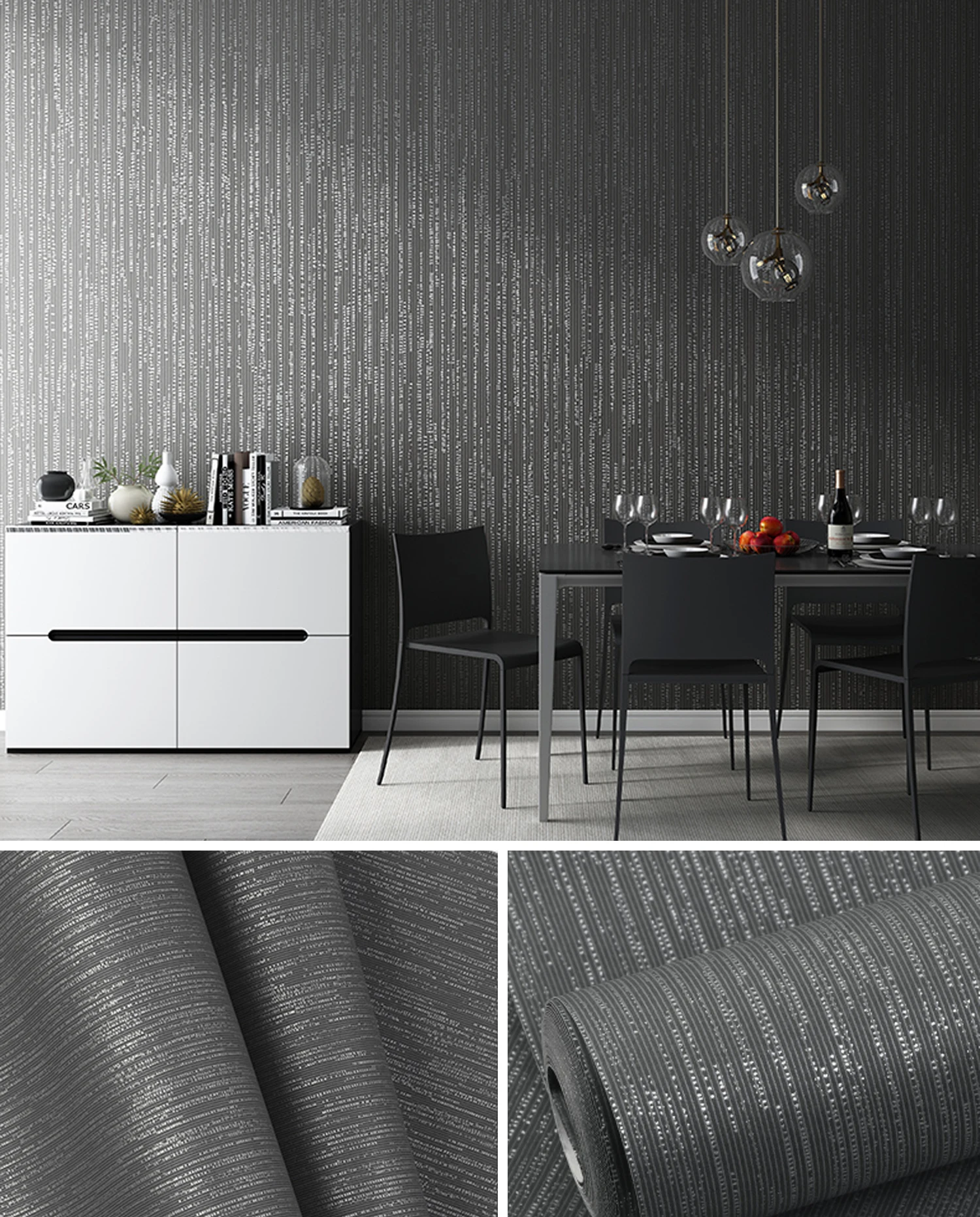Nordic Ins Plain Solid Color Wallpaper 3D Vertical Striped Wall Paper Sticker Papel De Parede Mural Living Room Bedroom Grey