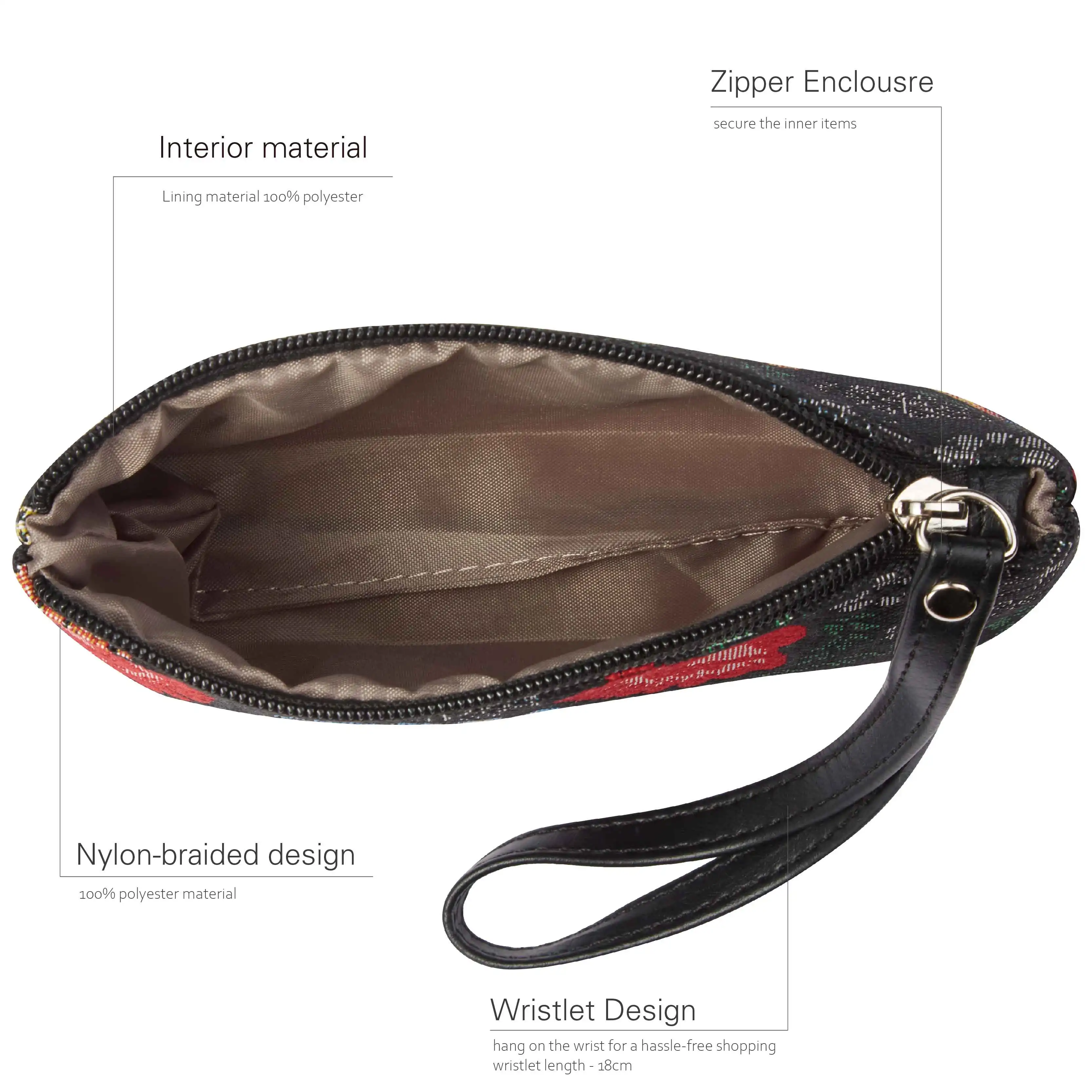 SAJA Wrist Bag Wristlets Coin Purses Women's Wallet Tapestry Bags Pouch Garden Flower Lipstick Credit Cards Cash Holder For Gir