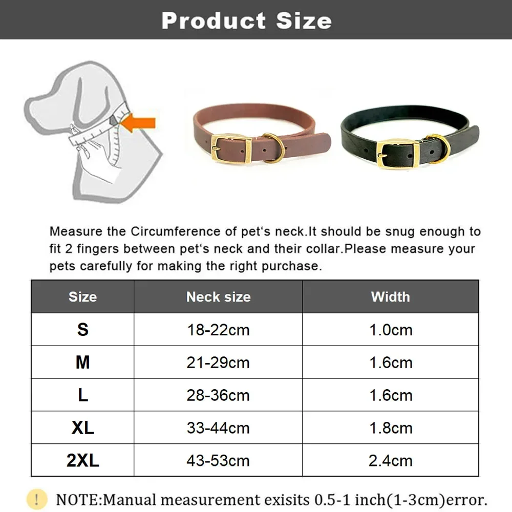 Leather Dog Collar Heavy Duty Soft Genuine Cowhide Metal Buckle Thick Belt Collar for Puppy Small Medium Large Dogs dog collar,pet collar