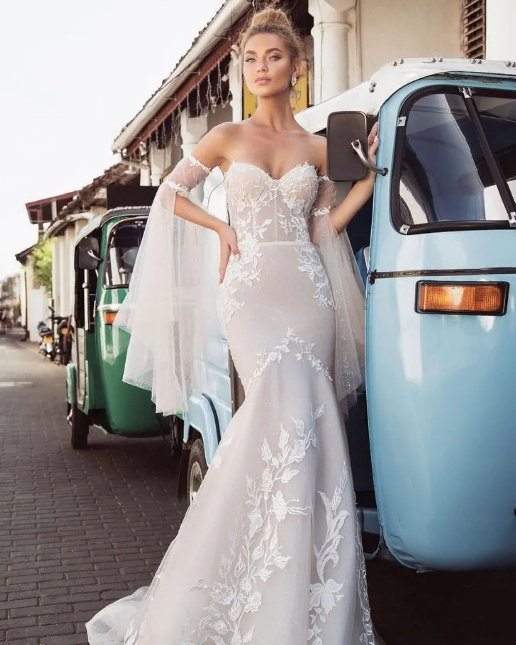 Fashion Detachable Long Shiny Flare Sleeves For Wedding Tulle Sleeve Illusion Bridal Accessories Full Fingerless Gloves SWD300