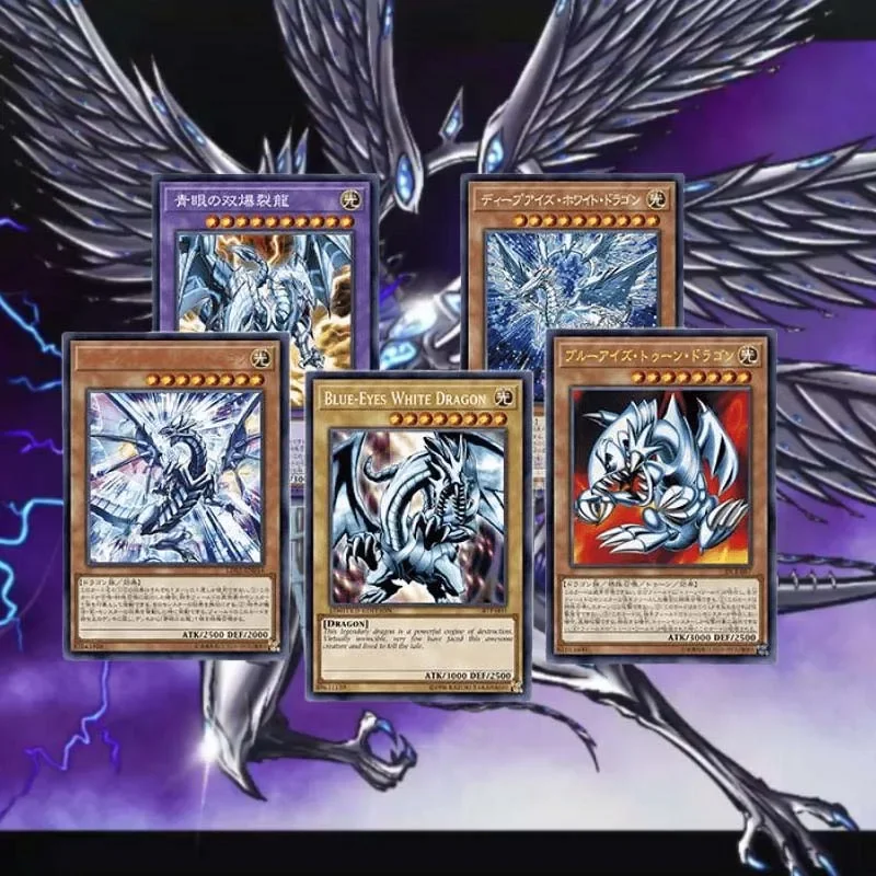 

5Pcs/set Yu Gi Oh Self Made Color Flash Blue-Eyes White Dragon Twin Burst Dragon Toon Dragon Anime Game Characters Collect Card