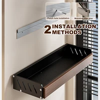 Ensemble de supports de rangement muraux de cuisine en bois, comprenant un porte-couteaux, un porte-épices, un porte-baguettes, un support pour couvercle de pot, un crochet rotatif 6