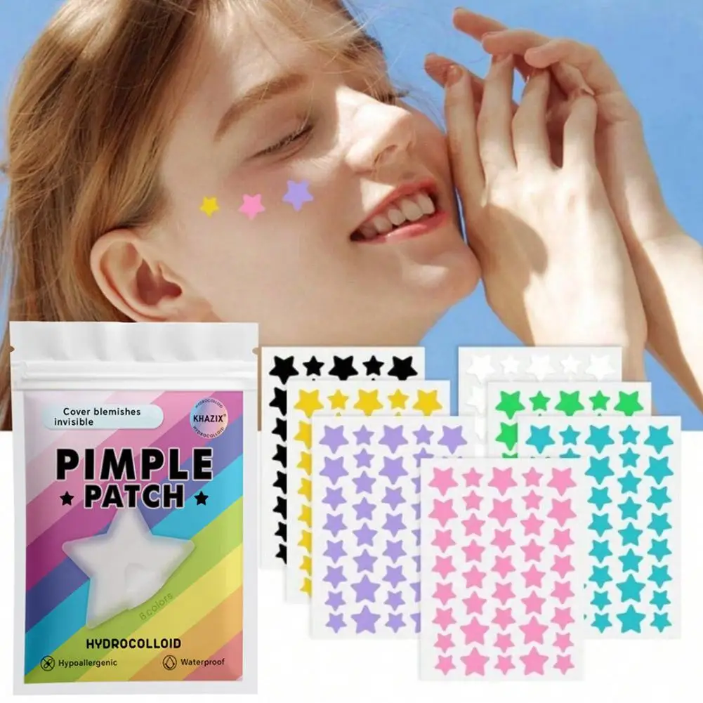 280pcs Hydrocolloid acne patches Colorful Star Invisible Pimple Removal Sticker Anti-Acne Spots Marks Concealer Makeup Tool