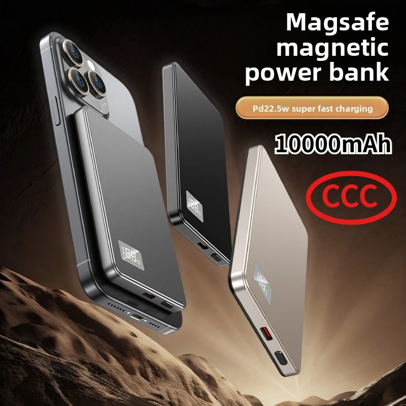 10000mAh 초슬림 마그네틱 보조배터리 3 in 1 고속 충전기 내장 케이블 CCC 인증 아이폰 삼성 아이워치 호환