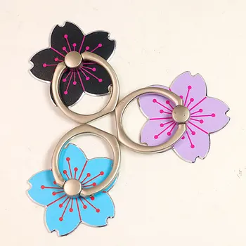 Staffa di supporto per telefono cellulare da tavolo con supporto per anello per telefono in metallo con fiore di ciliegio in lega di supporto per telefono cellulare rotante alla moda