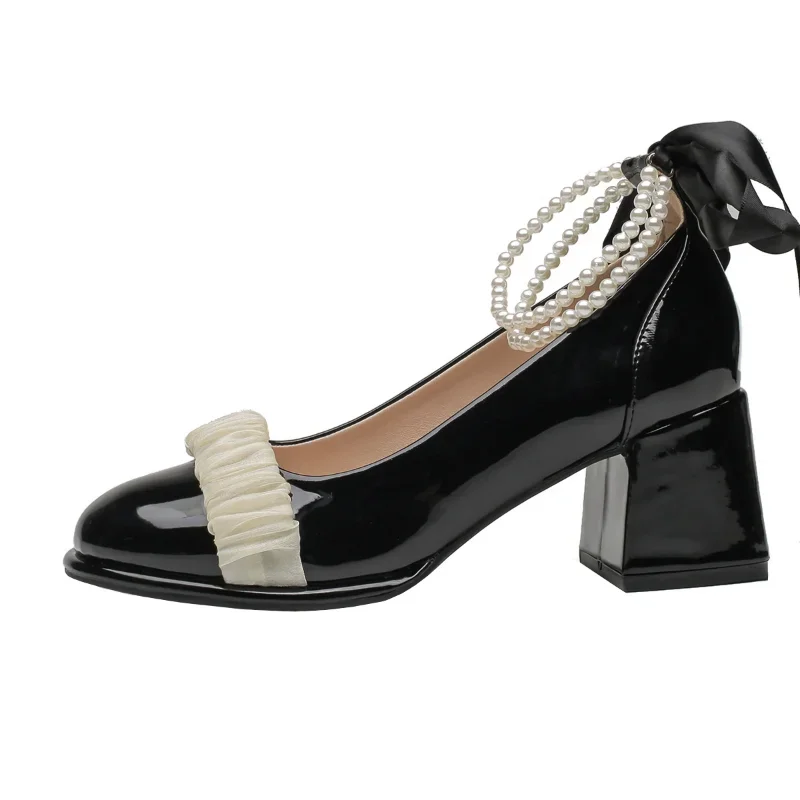 Mary Jane Women's Shoes 2023 New Spring Autumn Mesh Butterfly Knot High Heels Shallow Mouth Single Shoe High Heels Zapatos Mujer