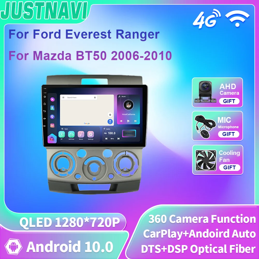 

JUSTNAVI QLED Car Radio For Ford Everest Ranger Mazda BT50 2006-2010 Stereo Multimedia Navigation Carplay Autoradio Video Player