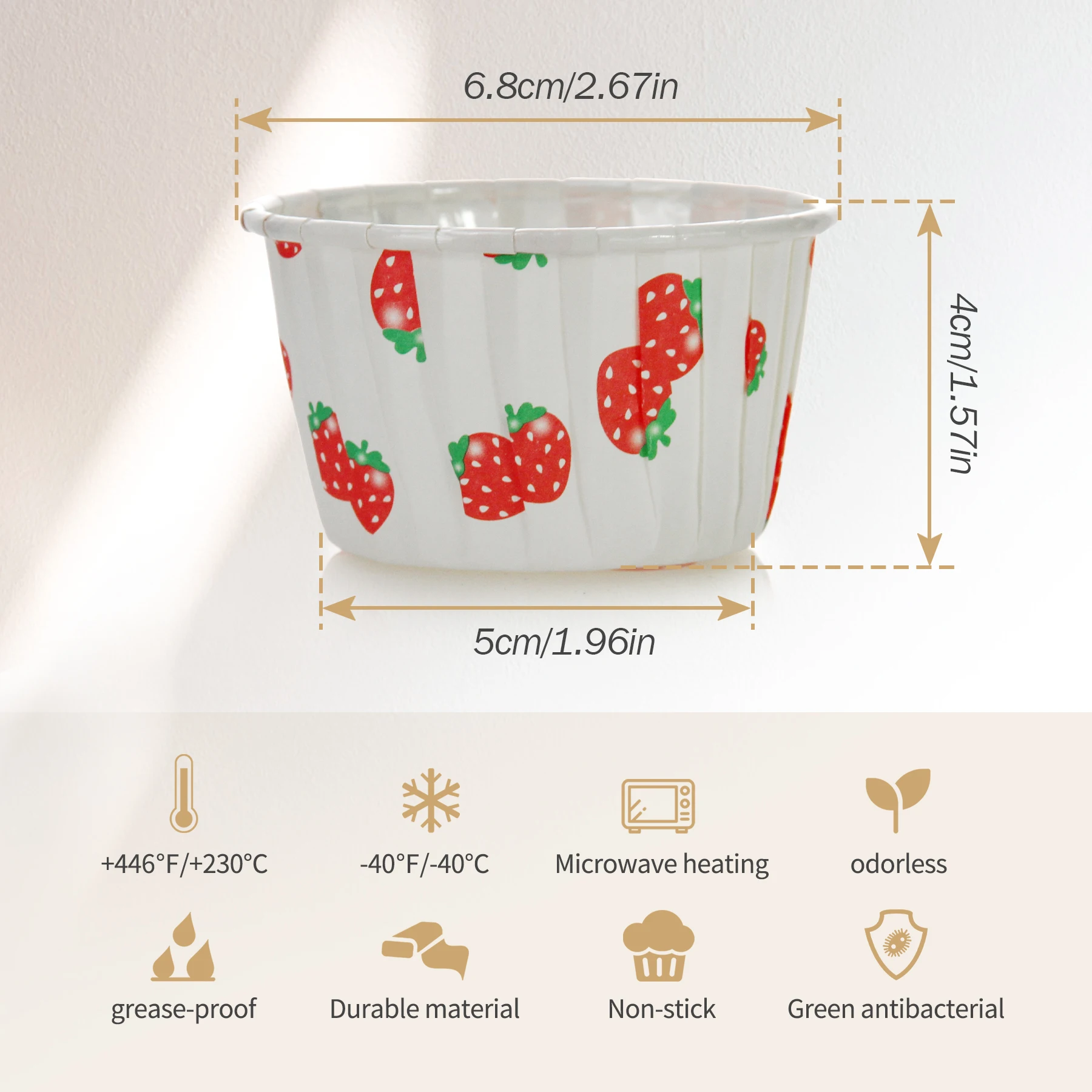 Hot 50Pcs Large Muffin Strawberry Cupcake Liner Cake Wrappers Baking Cup Tray Case Cake Paper Cups Pastry Tools Party Supplies