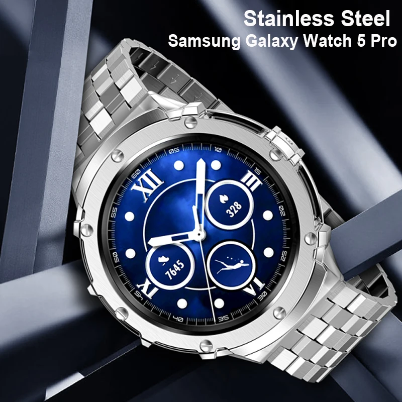

Stainless Steel case+Strap For Samsung Galaxy Watch 5 Pro 45mm (not watch) metal Bumper Cover Bracelet galaxy watch5 pro 45 Band