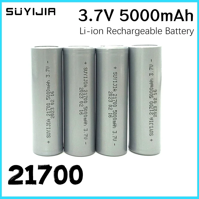 

3.7V 21700 Battery 5000mAh Lithium Liion Rechargeable Batteries for Camera Flashlight Microphone Shaver Toy Power Bank E-tools