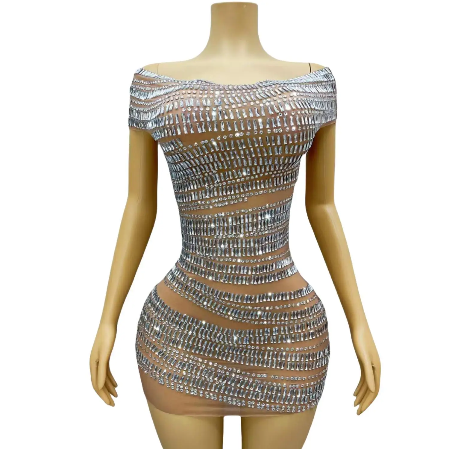 Gorgeous Beading Crystal Straps See Through Evening Party Dress,DS4967 main image 1