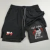 Short de sport Anime Hanma BAKI pour homme, séchage rapide, double couche, objectifs de gym, course à pied et fitness, 2 en 1 1