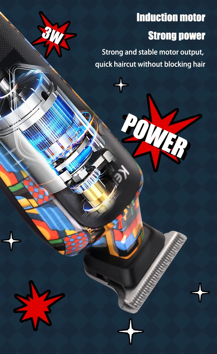 KM-MAX5090 Multifunktions-Trimmer für Herren mit elektrischem Antrieb und Graffiti-Aufdruck, Gesichtsrasierer mit USB-Ladefunktion_voghion.com