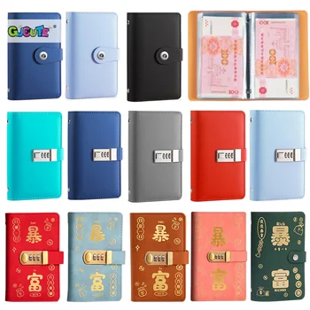 100 Envelopes Money Saving Challeng Binder Reusable Savings Money Challenge Notebook Budget Book PU Sheets With Password Lock 1
