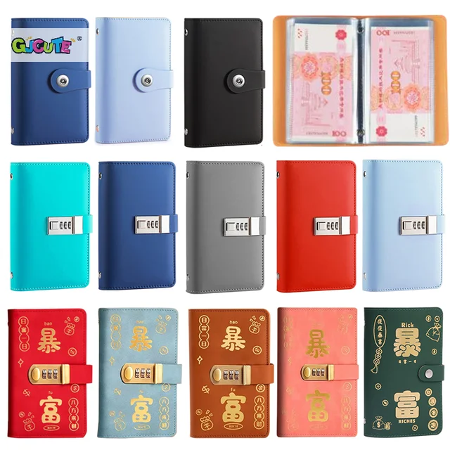 100 Envelopes Money Saving Challeng Binder Reusable Savings Money Challenge Notebook Budget Book PU Sheets With Password Lock 1