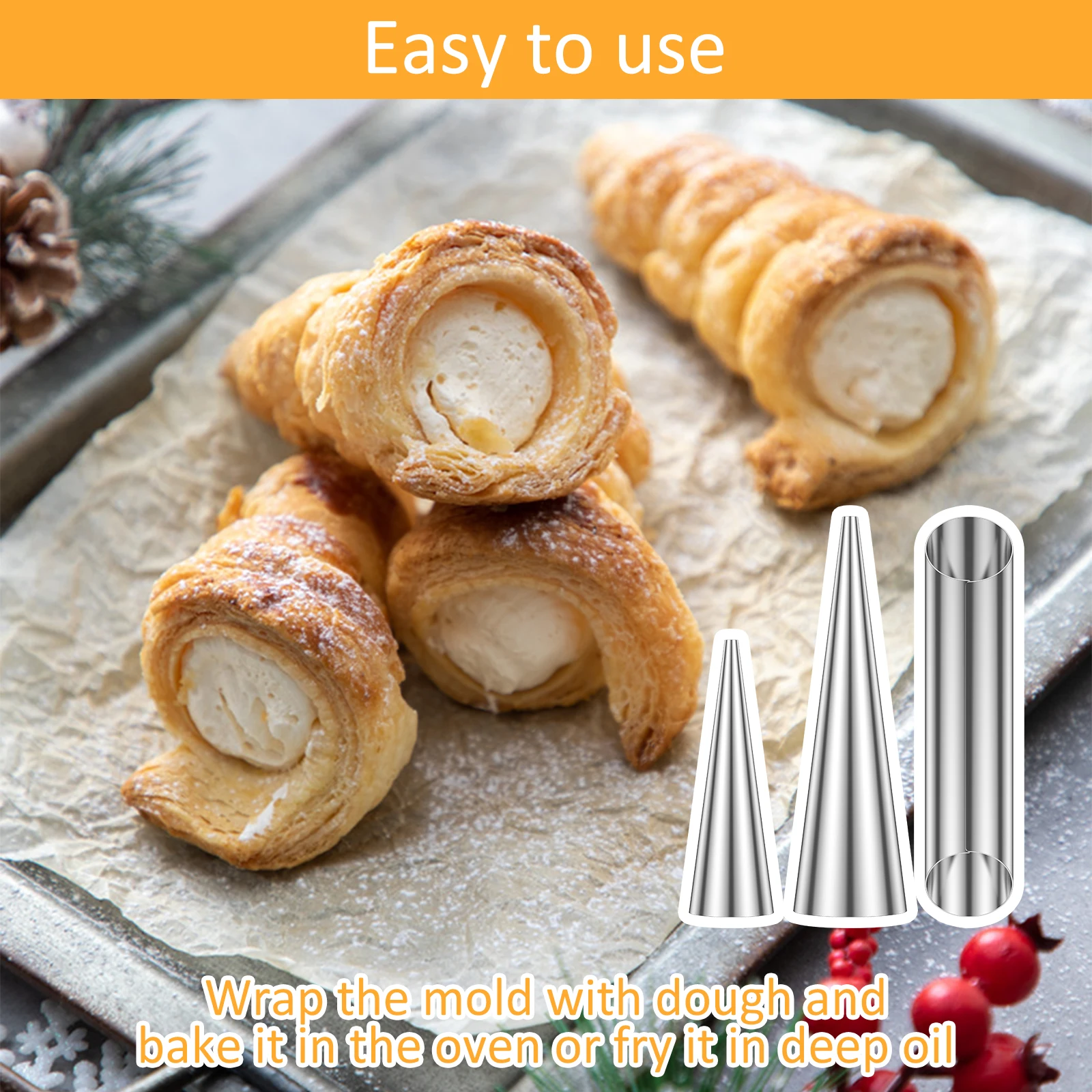 20/30Pcs Cannoli Forming Tube Kit Non-stick Stainless Steel Cream Horn Cream Roll Mold Danish Pastry Cone Tubular Baking Molds