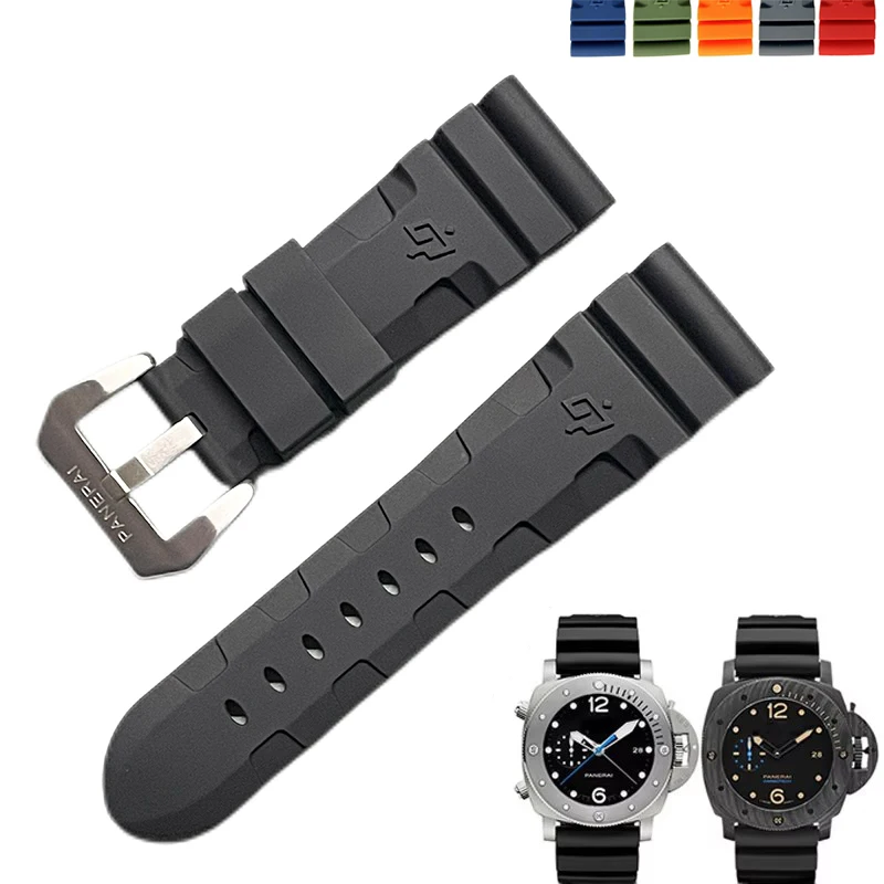 Watch Band for Panerai SUBMERSIBLE PAM 441 386 Silicone Rubber 24mm 26mm Watch Strap Men Silicone Gel Lightning Watch Bracelet