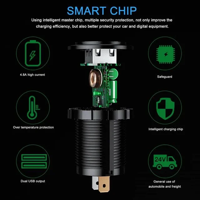 90W USB C Car Charger Socket Dual 45W PD Type-C Power Outlet Fast Charging for 12V/24V Car Marine Boat Sedan RV ATV Motorcycle 3