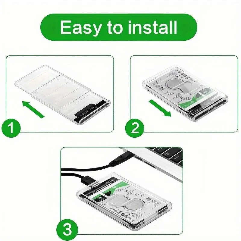 Transparent 2.5-Inch USB 3.0 External Hard Drive Enclosure
