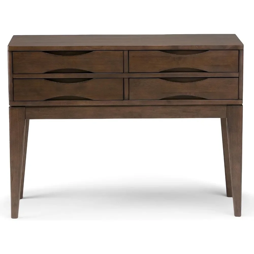 40 inch Wide Mid Century Modern Hallway Console Sofa Entryway Table in Walnut Brown with Storage, 4 Drawers ,for the Living Room 4