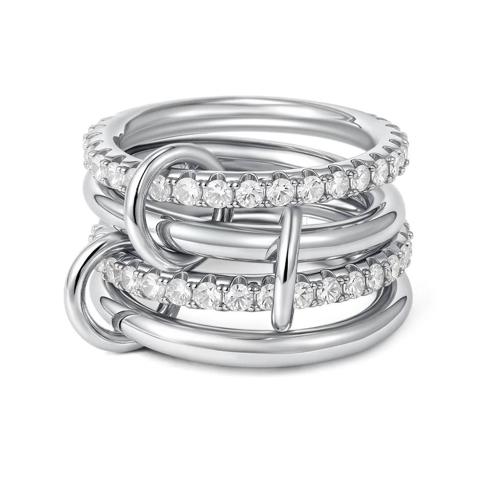 بساطتها مكعب الزركون التراص البنصر الزفاف للنساء ج...