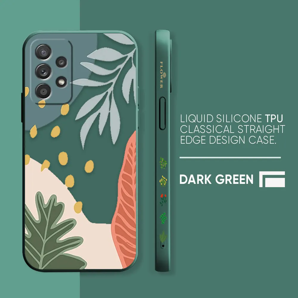 thumbnail image 1 of Funda para Samsung Galaxy A91 A73 A72 A71 A52 A51 A33 A31 A02S AO3S 4G 5G Color líquido funda de silicona plantas hoja arte, 1 of 5
