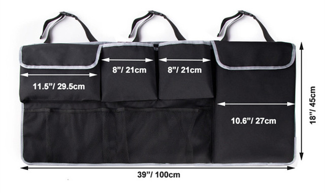 Rear Seat Back Storage Bag Multi Hanging Nets 3 Clear Pockets Trunk Case Organizer Stowing Tidying Interior Accessorie Black