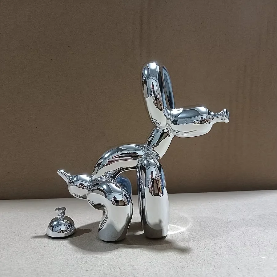 Modern Art Squat Balloon Dog Animal Decorative Statue Suitable for Interior Living Room Farmhouse Bedroom Office Cabinet Wood