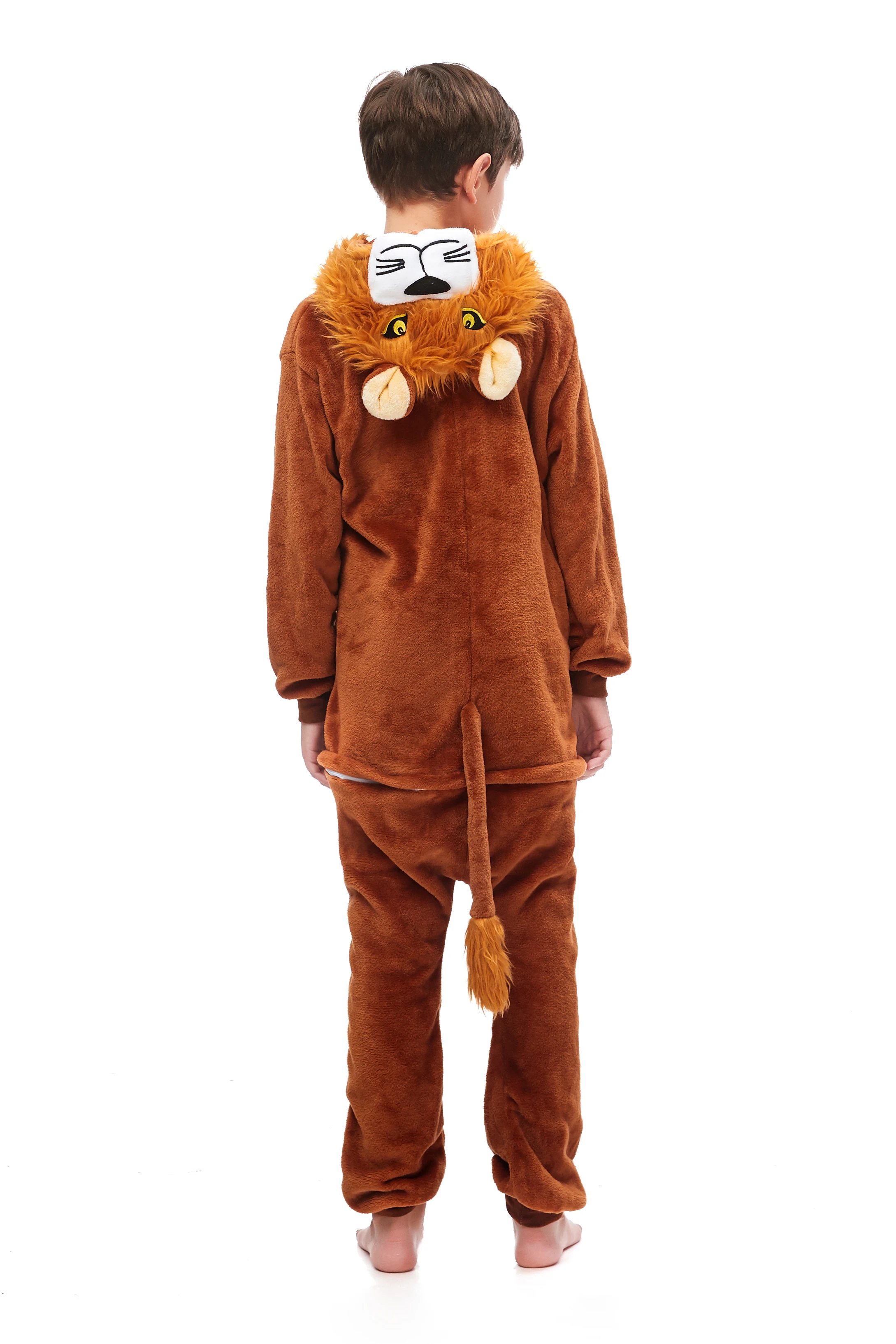 Winter Unisex Children Warm Body Suits Costume Polyester Comfortable Skin-Friendly Hooded Animal Halloween Cosplay Jumpsuits