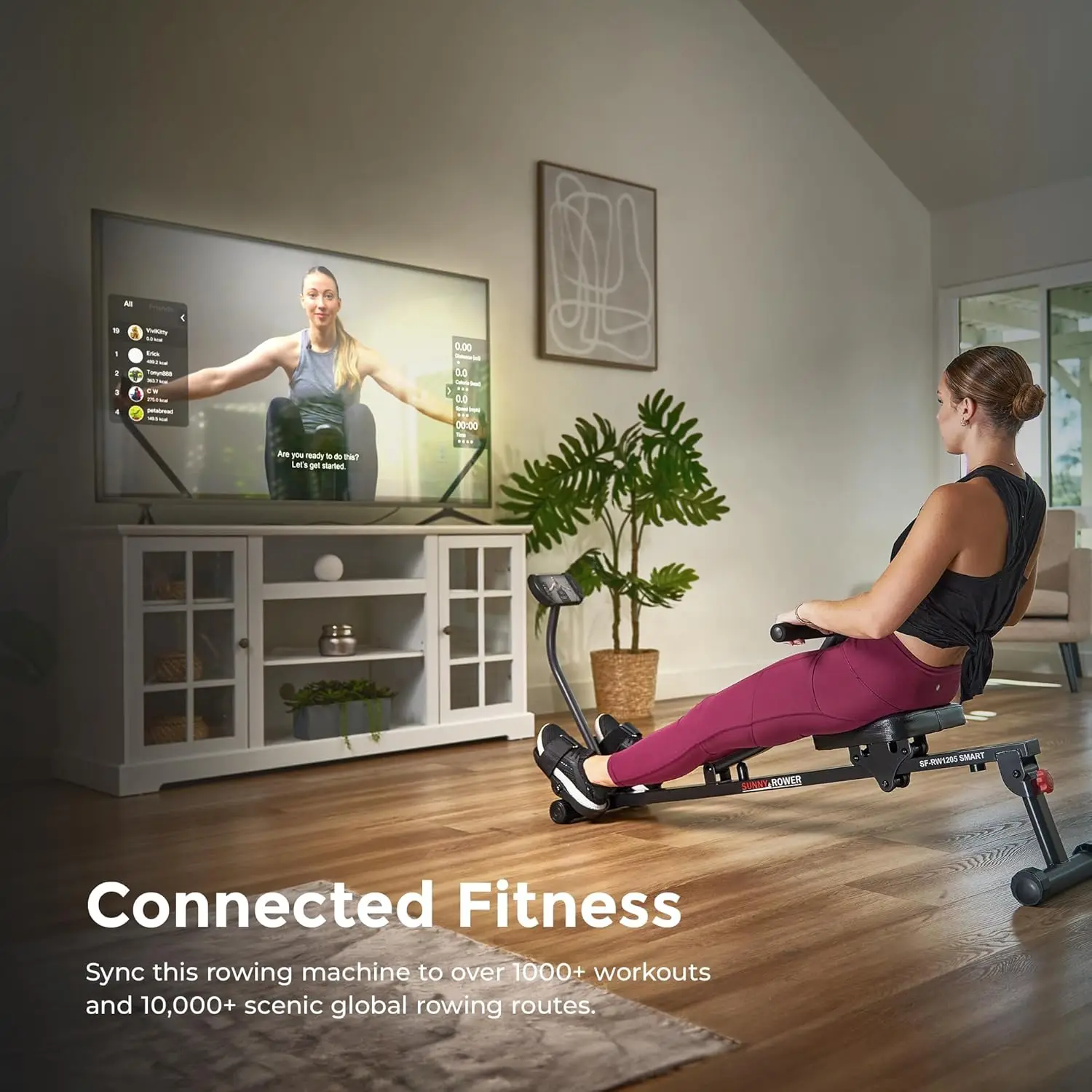 Health & Fitness Compact Adjustable Rowing Machine with 12 Levels of Resistance for Complete Body Workouts and Optional Fr