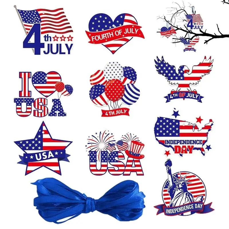 

New Independence Day DIY Party Decor American Dolly Day Flag Color Cotton Five-pointed Star Independence Day Pendant Decoration