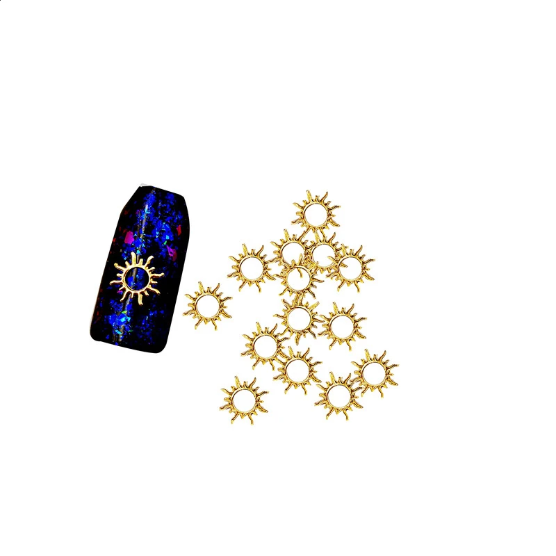 

100Pcs Gold/Silver Copper Alloy Sun Shape 3D Charms Nail Art Sparkling Decoration Fingertips Deco Jewelry DIY Nail Accessories