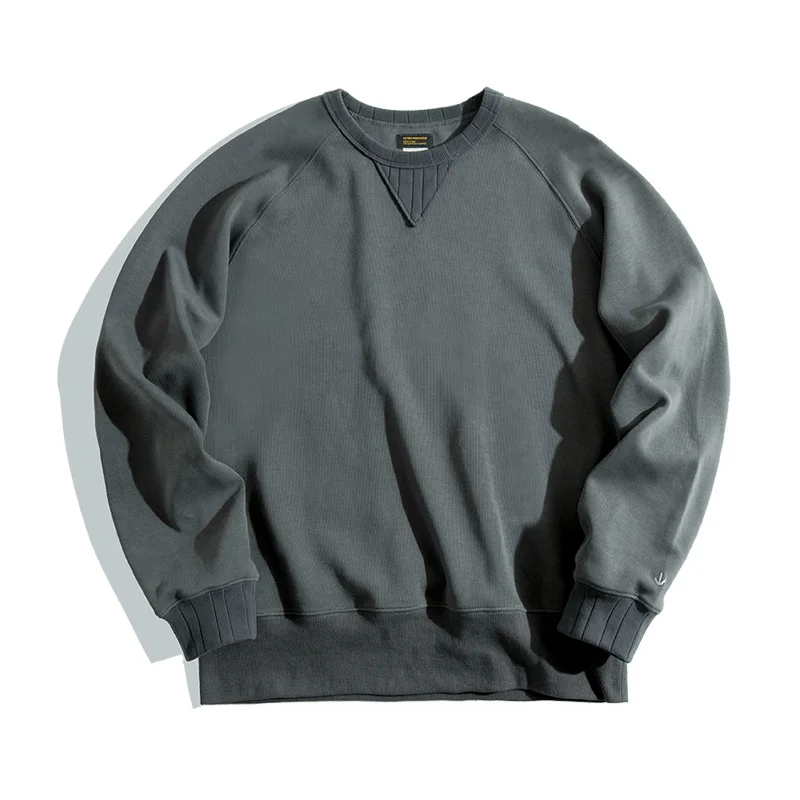 Men Vintage Hoodies Sweatshirt Oversize Loose Cotton Solid Thicken Warm Casual Knitting Hoodied Clothes