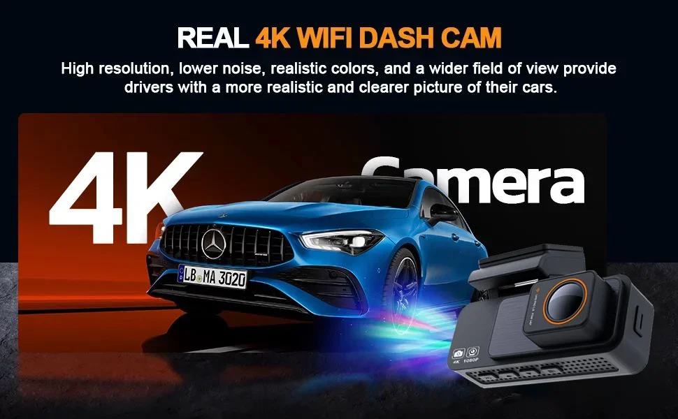 Description Picture 3 of item4K 3840*2160P Dash Cam with GPS Logger & Wifi, 24H Parking Mode, Ultra HD Vehicle Dashcam, Car Road Camera History Tracker