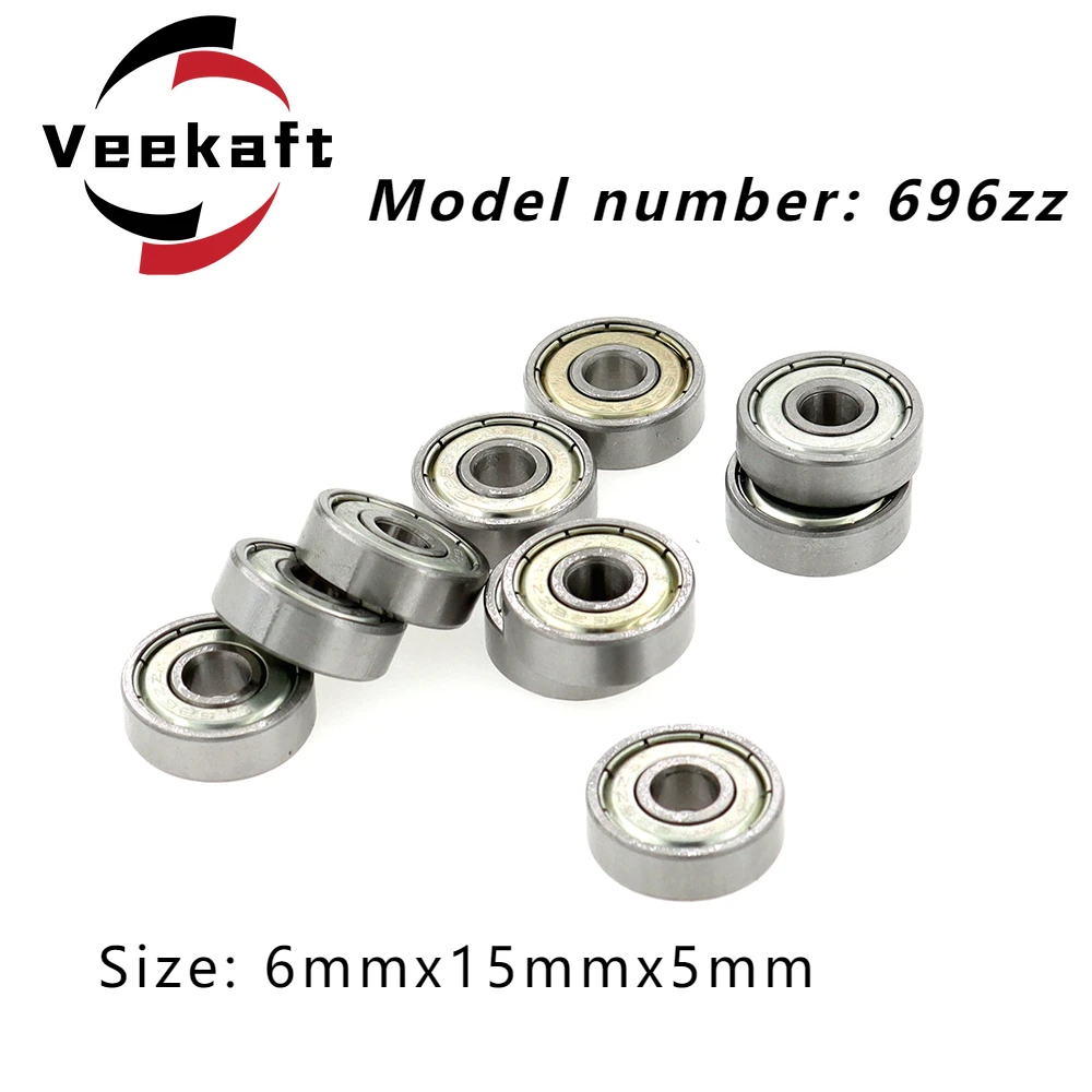 

Veekaft High Precision Deep Groove Ball Miniature Bearings 10pcs 696zz 6mmx15mmx5mm Suitable for Small Machinery
