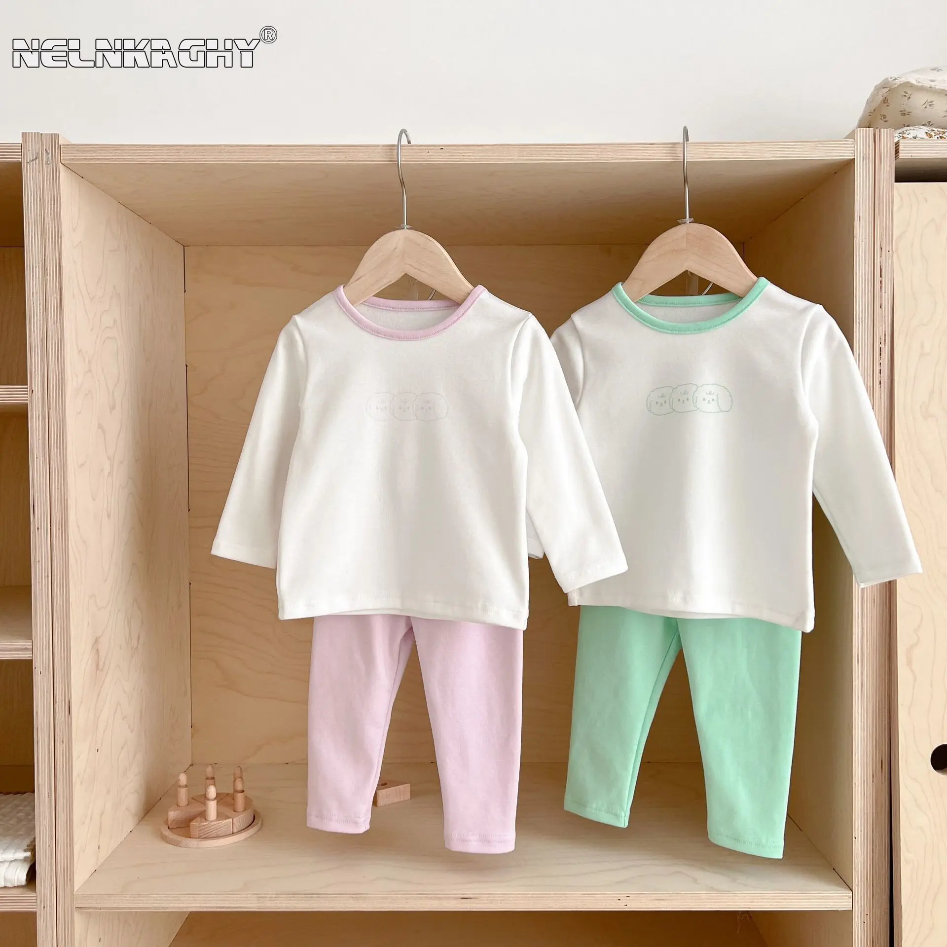 

Cotton Autumn Baby Clothing Set: Unisex Infant Long-Sleeve Top+Pants, High-Waisted Belly Support - Cozy Homewear Sleepwear 0-3Y