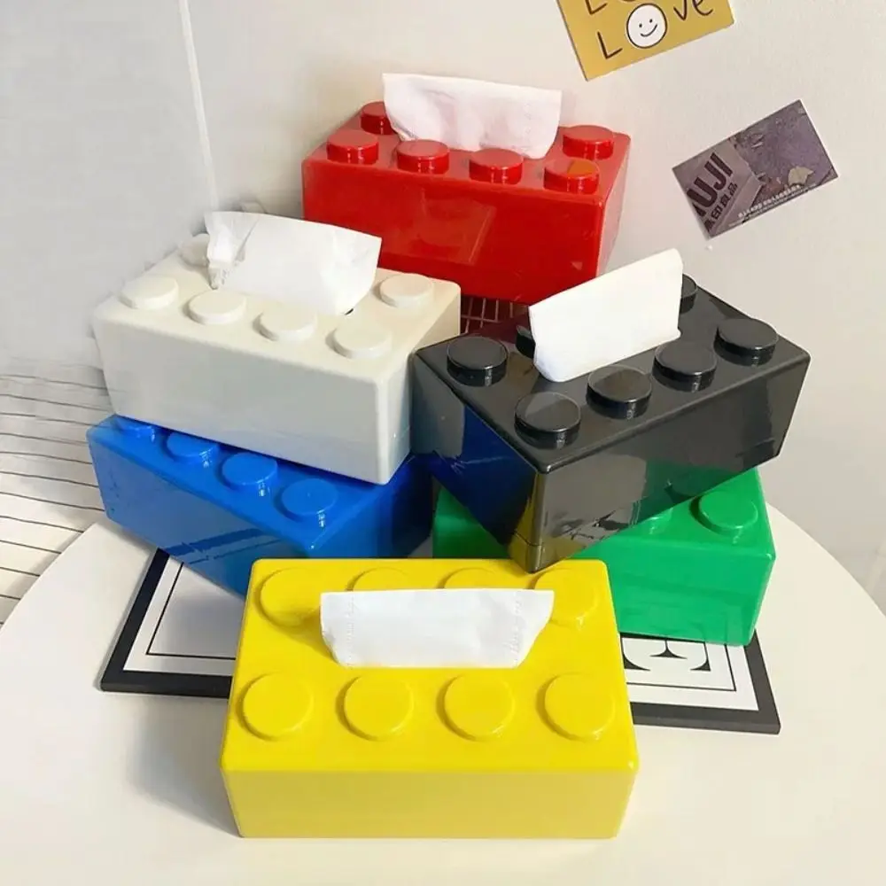 Creative Building Blocks with Spring Tissue Box Wall-mounted Perforation-free Paper Holder Bathroom Face Towel Box Organizer tissue dispenser tissue box