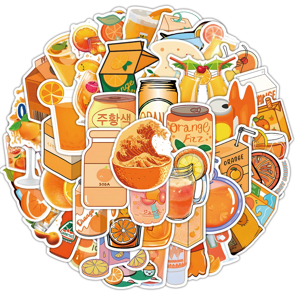 

10/30/50PCS INS Style Cute Orange-Drank Cartoon Stickers Aesthetic Graffiti Decal Notebook Fridge Bike Car Vinyl Kid Sticker Toy