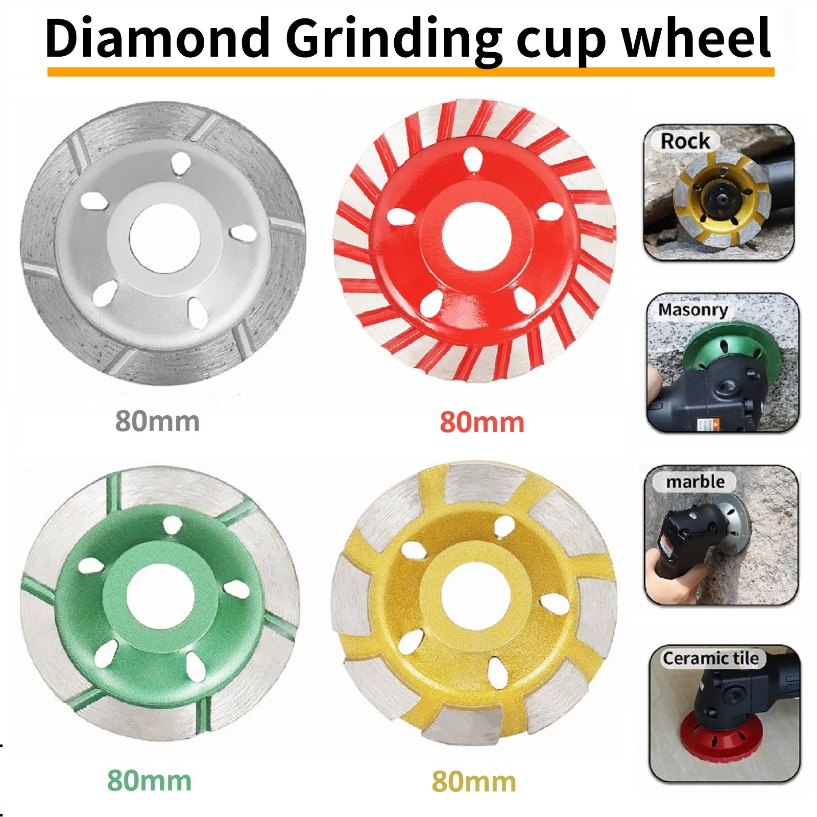 

1PC 80mm Diamond Segment Grinding Wheel Cup Turbo Angle Grinder Wheel Discs for Marble Concrete Masonry Stone